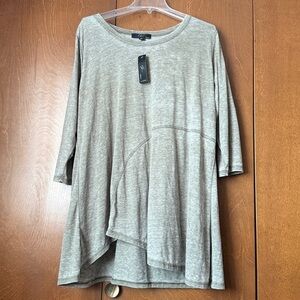 Cyrus NWT Ret $52 Plus Size 1X Olive Green Heathered Pullover Tunic Asym Hem